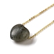 Ожерелье с подвеской в форме сердца из натурального лабрадорита и цепочками из золотого сплава NJEW-G116-01G-1