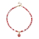 Halskette mit Blumenanhänger aus legierter Emaille NJEW-JN04537-02-1