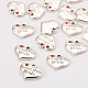 Wedding Theme Antique Silver Tone Tibetan Style Alloy Heart with Mother of the Bride Rhinestone Charms TIBEP-N005-18C-2