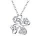 Silver Plated Brass Cubic Zirconia Clover Pendant Necklaces NJEW-BB05135-C-1
