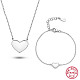 Conjunto de joyas de corazón de plata de primera ley con baño de rodio LE7132-1-1