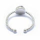 電気メッキ天然石ドゥルージーアゲートカフ指輪指輪  真鍮パーツ  プラチナ  19mm  1.5~2.5mm RJEW-I052-04P-3