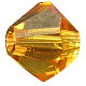 チェコガラスビーズ  多面カット  双円錐形  ゴールドカラー  直径6mm  穴：0.8mm  144個/グロス 302_6mm203-1
