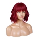 ショートカーリーボブウィッグ  合成かつら  前髪あり  耐熱高温繊維  女性のために  赤ミディアム紫  13.77インチ（35cm） OHAR-I019-10A-2