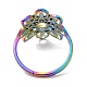 Ionenplattierung (IP) 304 verstellbarer Ring aus Edelstahl mit hohler Blume für Damen RJEW-M149-09RC-2