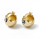 Brass Enamel Evil Eye Half Hoop Earrings EJEW-A093-03G-09-1