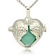 Silver Color Plated Brass Hollow Heart Cage Pendants KK-J241-09S-1