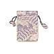 中国風の布の風景プリントバッグ  ジュエリー収納用の巾着ポーチ  長方形  レモンシフォン  15x10cm PW-WG48942-02-1