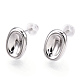 Rhodium Plated 925 Sterling Silver Stud Earrings STER-T004-38P-2