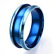 201 Stainless Steel Grooved Finger Ring Settings MAK-WH0007-16L-D-2