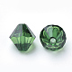 透明なアクリルビーズ  双円錐形  濃い緑  6x5.5mm  穴：1.5mm  約6120個/500g TACR-S146-6mm-07-1