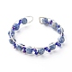 Manschettenarmband aus natürlichen Jaspisperlen mit blauem Fleck BJEW-TA00023-04-1