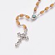 Wood Beads Pendant Necklaces NJEW-JN02173-3