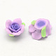 Handmade Polymer Clay 3D Flower with Leaf Beads CLAY-Q202-30mm-M-2