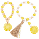 GORGECRAFT 2Pcs 2 Styles Lemon Wooden Beaded Garland with or without Tassels Handmade Craft Wood Garland Prayer Farmhouse Beads Decoration for Wall Hanging Tiered Tray Home Christmas Theme Boho Decor HJEW-GF0001-26-1