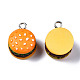 不透明樹脂ペンダント  プラチナトーンのアイアンループ付き  模造食品  ハンバーガー  オレンジ  20~21x16x13mm  穴：2mm RESI-S356-061A-3