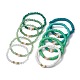 10 pièces disque en argile polymère et ensemble de bracelets extensibles en perles de verre et de laiton BJEW-JB09676-04-4
