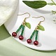 Acrylic & Glass Beaded Cherry Dangle Earrings EJEW-JE05591-2