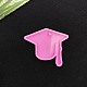 卒業シーズンテーマのシリコンキーホルダーペンダントモールド  UVレジン用  エポキシ樹脂ジュエリー作り  卒業の帽子  62x70x6.5mm  穴：3.9x4mm  内径：59x62mm AJEW-M221-04A-1