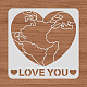 BENECREAT Heart Stencil for Painting Square World Map Stencils Reusable Paint Stencil(30x30cm/18.1x18.1inch) for Painting on Walls Furniture Crafts Wood Wall Home Decoration DIY-WH0172-517-2