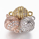 Brass Micro Pave Cubic Zirconia Magnetic Clasps with Loops ZIRC-L082-B-01-1