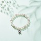 ABS Plastic Imitation Pearl  & Rhinestone Beaded Stretch Bracelet with Alloy Charm for Women BJEW-JB08526-02-2
