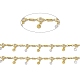 Brass Rectangle & Cubic Zirconia Flat Round Link Chains CHC-P010-05G-2