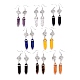 Pointed Bullet Natural & Synthetic Mixed Gemstone Dangle Earrings EJEW-K084-B-2