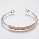 Bracelets manchettes bracelets jonc avec boule en 304 acier inoxydable BJEW-H570-31-2