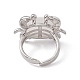 Natural Quartz Crystal Crab Open Cuff Ring RJEW-I090-01P-15-3