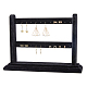 Superfindings 1pc display per orecchini in velluto nero espositore per gioielli rivestito in legno a 2 livelli supporto per orecchini per orecchini a bottone EDIS-WH0021-30-1
