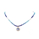 Alloy Enamel Evil Eye Pendant Necklace with Crystal Rhinestone NJEW-JN04206-5
