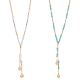Anattasoul 2 pièces 2 couleurs colliers lariat en perles de verre sertis avec chaîne en alliage coreana NJEW-AN0001-05-1