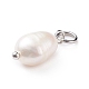 Grade B Natural Cultured Freshwater Pearl Charms PALLOY-JF01497-02-3
