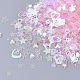 装飾アクセサリー  ポリ塩化ビニールのプラスチック製のスパンコール/スパンコールビーズ  混合図形  ピンク  1.5~6.5x1.5~7x0.4mm X-PVC-S035-019-2