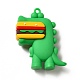 ハンバーガーの形をした恐竜のPVCペンダント  芝生の緑  52x42x16.5mm  穴：3mm KY-E012-03A-2
