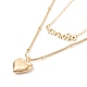 Double Chains Multi Layered Necklaces with Heart and Word Forever Pendants NJEW-D296-01G-2
