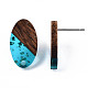 Accessoires de boucles d'oreilles en résine transparente et bois de noyer MAK-N032-005A-F01-4