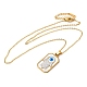 Ожерелья с подвеской из натуральной ракушки и эмалью в виде руки Хамса со сглазом NJEW-E104-06G-2