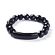 Natural Black Agate Round Beads Stretch Bracelets BJEW-L659-02A-2