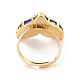人魚のフィッシュテール樹脂調節可能な指輪  女の子の女性のための真鍮の指輪  ゴールドカラー  プルシアンブルー  usサイズ7（17.3mm） RJEW-C009-01A-02-2