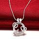 Silver Plated Brass Heart and Star Pendant Necklaces for Women NJEW-BB01550-3