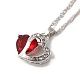 Resin Heart Pendant Necklace with Singapore Chains NJEW-C003-01D-1