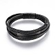 Braided Microfiber PU Leather Cord Multi-strand Bracelets BJEW-K206-H-2
