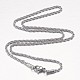 夫のためにバレンタインデーの贈り物304のステンレス鋼のネックレスユニセックスロープチェーンネックレス  ステンレス鋼色  16.5インチ（41.9cm）  2mm X-NJEW-507L-10B-2