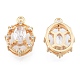 Brass Micro Pave Clear Cubic Zirconia Charms KK-N216-562LG-1
