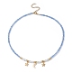 Moon & Star Brass Pendant Necklace with Glass Seed Beaded Chains for Women NJEW-JN04391-2