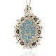 Antique Silver Tone Alloy Synthetic Turquoise Big Pendants PALLOY-J386-01AS-2