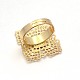 Adjustable Brass Filigree Ring Setting Components KK-L054-01G-2