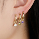 Boucles d'oreilles créoles en argent sterling plaqué or véritable 18 carats avec 925 strass XU8813-3-3